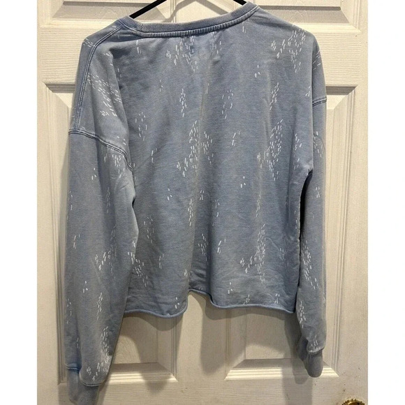 Thread + Supply‎ Women Sz M Crop Sweatshirt Light Blue Rolled Hem Factory Fading - Picture 6 of 7